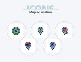 Map and Location Line Filled Icon Pack 5 Icon Design. pin. map. location. location. map vector