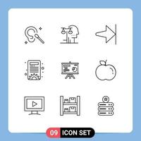 9 Thematic Vector Outlines and Editable Symbols of projector presentation law settings content management Editable Vector Design Elements