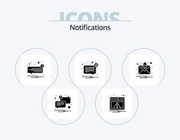 paquete de iconos de glifo de notificaciones 5 diseño de iconos. no. correo. charlar. error. no leído vector