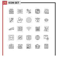 Set of 25 Modern UI Icons Symbols Signs for promotion coins clock payment investment Editable Vector Design Elements