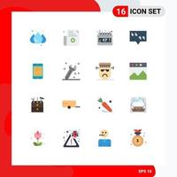 16 Universal Flat Color Signs Symbols of mobile digital schedule device phone Editable Pack of Creative Vector Design Elements