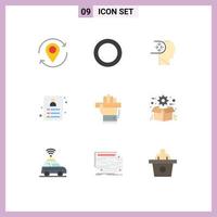 9 User Interface Flat Color Pack of modern Signs and Symbols of learn education mind id shopping Editable Vector Design Elements