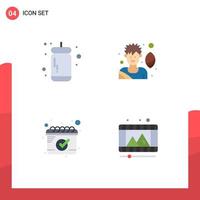 Pictogram Set of 4 Simple Flat Icons of ketchup schedule tomato game play store Editable Vector Design Elements