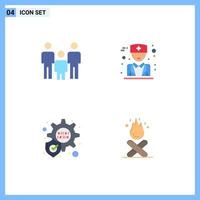 Mobile Interface Flat Icon Set of 4 Pictograms of family campfire health physician fire Editable Vector Design Elements