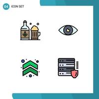 Pack of 4 Modern Filledline Flat Colors Signs and Symbols for Web Print Media such as beer arrow ireland design up Editable Vector Design Elements