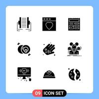 Group of 9 Solid Glyphs Signs and Symbols for medicine multimedia document disk cd Editable Vector Design Elements