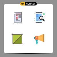 Set of 4 Vector Flat Icons on Grid for gazette crop newsletter mobile tool Editable Vector Design Elements