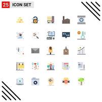 Group of 25 Modern Flat Colors Set for camera lenses industry furniture industrial plant factory Editable Vector Design Elements
