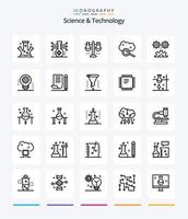 ciencia creativa y tecnología 25 paquete de iconos de esquema, como la ciencia de la ingeniería. ciencia aplicada. matraz de prueba. nube de internet. servicio de almacenamiento en la nube vector