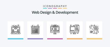 Web Design And Development Line 5 Icon Pack Including javascript. files. design. programming. coding. Creative Icons Design vector