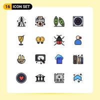 Set of 16 Modern UI Icons Symbols Signs for juice beach food toilet drainage Editable Creative Vector Design Elements