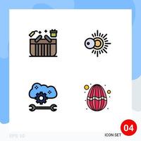 Modern Set of 4 Filledline Flat Colors Pictograph of basket cloud preferences box sunny cloud settings Editable Vector Design Elements