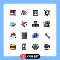 Universal Icon Symbols Group of 16 Modern Flat Color Filled Lines of alert wedding scale watch love Editable Creative Vector Design Elements