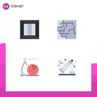 4 Universal Flat Icon Signs Symbols of box bawling logistic map play Editable Vector Design Elements