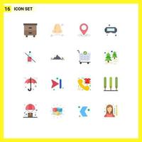 Group of 16 Flat Colors Signs and Symbols for bottle forbidden smart pollution google glass device Editable Pack of Creative Vector Design Elements