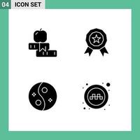 4 User Interface Solid Glyph Pack of modern Signs and Symbols of education salon study medal style Editable Vector Design Elements