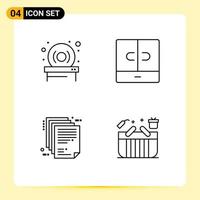 4 User Interface Line Pack of modern Signs and Symbols of disk enterprise architecture closet interior paper Editable Vector Design Elements