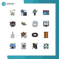 Set of 16 Modern UI Icons Symbols Signs for cake school search study web Editable Creative Vector Design Elements