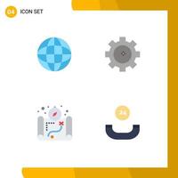 Mobile Interface Flat Icon Set of 4 Pictograms of education all time gear map support Editable Vector Design Elements