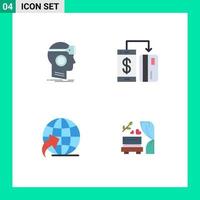 4 Thematic Vector Flat Icons and Editable Symbols of vr smartphone reality digital globe Editable Vector Design Elements