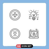 4 User Interface Line Pack of modern Signs and Symbols of cold like business technology romance Editable Vector Design Elements