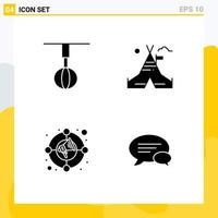 4 Universal Solid Glyphs Set for Web and Mobile Applications appliances circle house tent market Editable Vector Design Elements