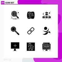 Solid Glyph Pack of 9 Universal Symbols of metal paper business clip look Editable Vector Design Elements