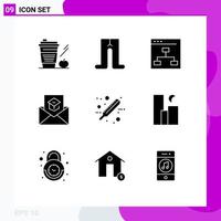 Stock Vector Icon Pack of 9 Line Signs and Symbols for letter email browser education team Editable Vector Design Elements