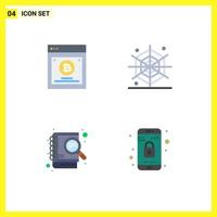 Modern Set of 4 Flat Icons and symbols such as testing search split testing spider app Editable Vector Design Elements