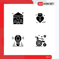 Group of 4 Modern Solid Glyphs Set for family user louck weding light Editable Vector Design Elements