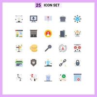 Set of 25 Modern UI Icons Symbols Signs for network connection alert cook kitchen Editable Vector Design Elements