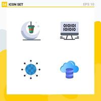 4 Creative Icons Modern Signs and Symbols of lantern connect moon development world Editable Vector Design Elements