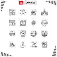 16 Universal Outline Signs Symbols of file dollar hat cash remote control Editable Vector Design Elements