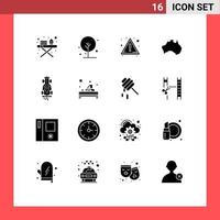 Set of 16 Modern UI Icons Symbols Signs for game car attention travel location Editable Vector Design Elements