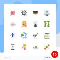 Concepto de 16 colores planos para sitios web móviles y redes de aplicaciones paquete editable de elementos de diseño de vectores creativos a nivel de computadora