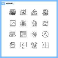 Universal Icon Symbols Group of 16 Modern Outlines of apple chart management analysis government Editable Vector Design Elements