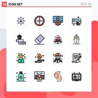 Set of 16 Modern UI Icons Symbols Signs for click design badge setting video Editable Creative Vector Design Elements