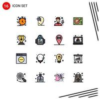 Pack of 16 creative Flat Color Filled Lines of player device mind deck microphone Editable Creative Vector Design Elements