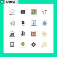 Universal Icon Symbols Group of 16 Modern Flat Colors of love node file music node socket Editable Pack of Creative Vector Design Elements