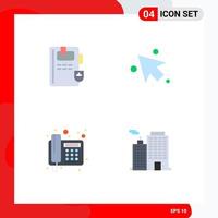 Set of 4 Vector Flat Icons on Grid for book telegram arrow fax business Editable Vector Design Elements