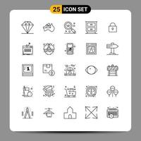 Line Pack of 25 Universal Symbols of fraud lock keyword twitter drawer Editable Vector Design Elements