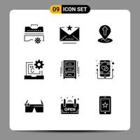 User Interface Pack of 9 Basic Solid Glyphs of draw develop location coding c Editable Vector Design Elements