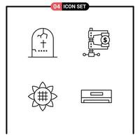 Pictogram Set of 4 Simple Filledline Flat Colors of death reform horror finance flower Editable Vector Design Elements