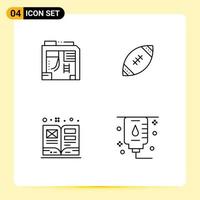 Line Pack of 4 Universal Symbols of atx art computer football schoolbook Editable Vector Design Elements