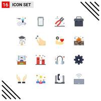 Pictogram Set of 16 Simple Flat Colors of toolbox equipment android box pliers Editable Pack of Creative Vector Design Elements