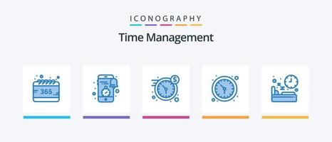 paquete de iconos azul 5 de gestión del tiempo que incluye cama. mirar. noticias. tiempo. tiempo. diseño de iconos creativos vector