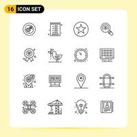 Modern Set of 16 Outlines Pictograph of madel shopping options search ecommerce Editable Vector Design Elements