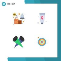 4 Universal Flat Icons Set for Web and Mobile Applications alert featured savings cosmetic popular Editable Vector Design Elements