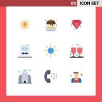 Modern Set of 9 Flat Colors and symbols such as user interface jewelery brightness contract Editable Vector Design Elements