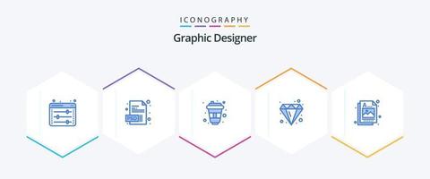 Graphic Designer 25 Blue icon pack including idea. designer. drink. jewel. brilliant vector